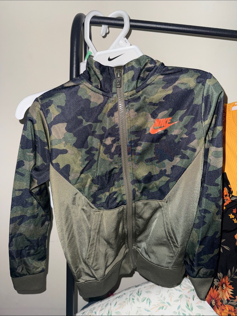 Nike Olive Camo Track Jacket with Orange Swoosh